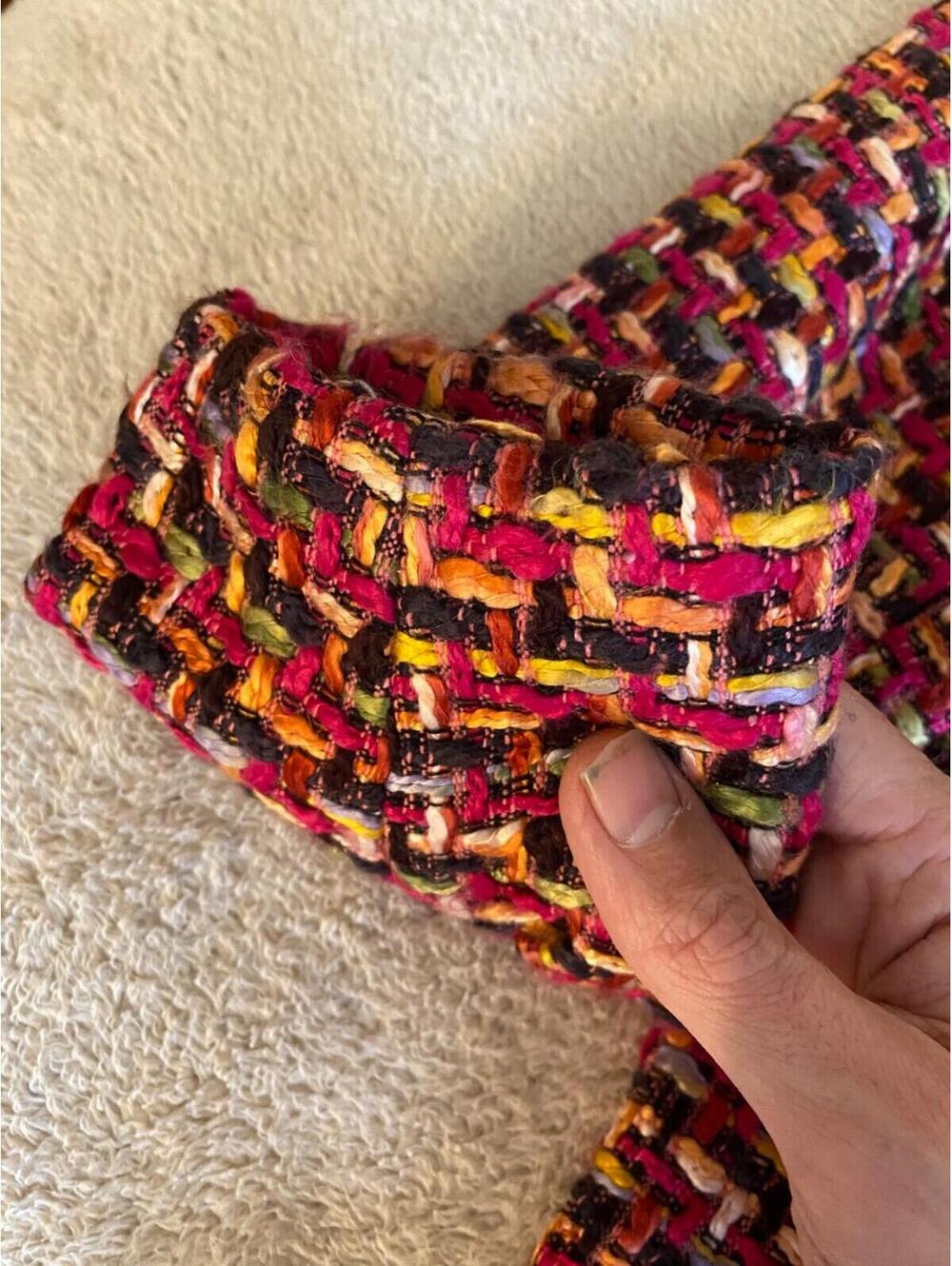 Chico's Chunky Woven Fabric Colorful Tweed Jacket Lined Zip Women's 12/14 L Boho - Picture 5 of 15
